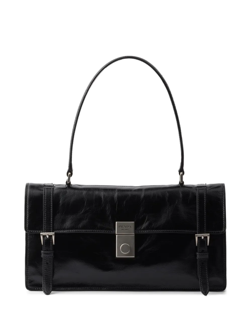 Prada Leren schoudertas Zwart