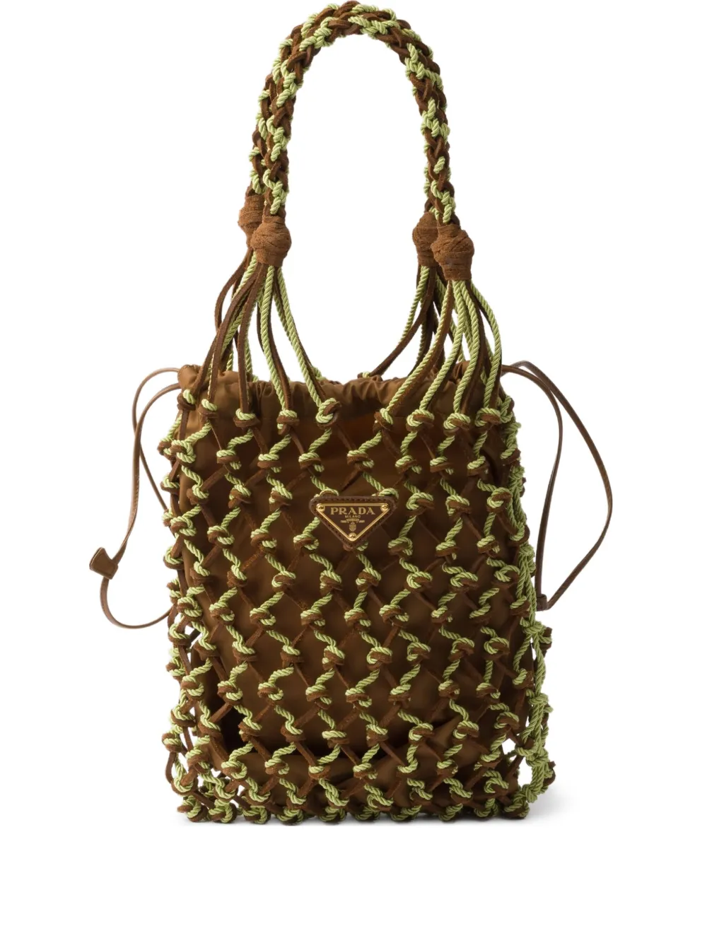 Prada Macramé kleine shopper Bruin
