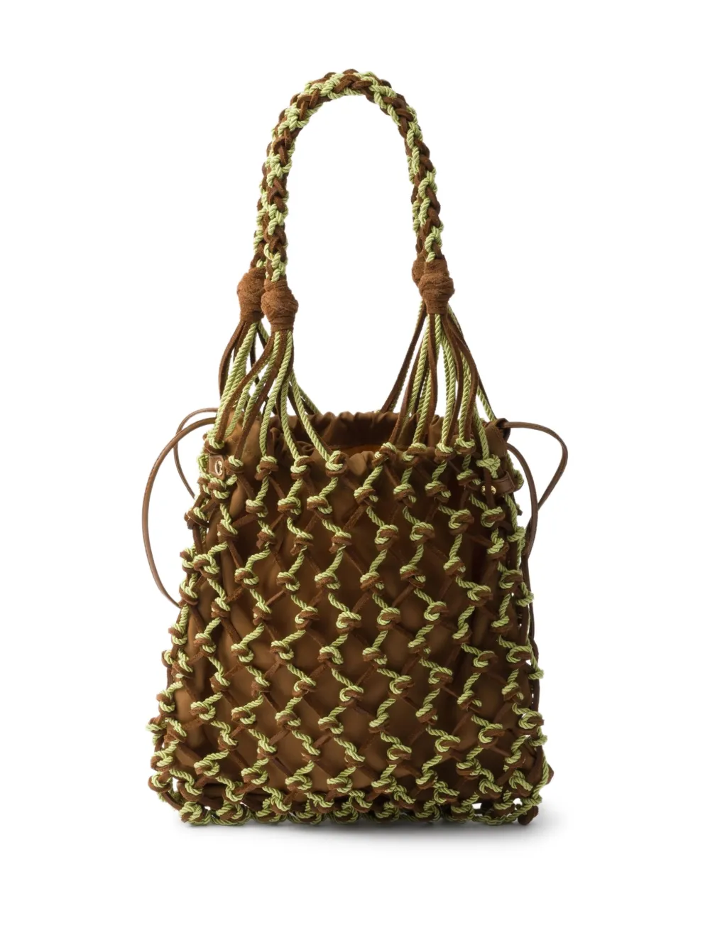 Prada Macramé kleine shopper - Bruin