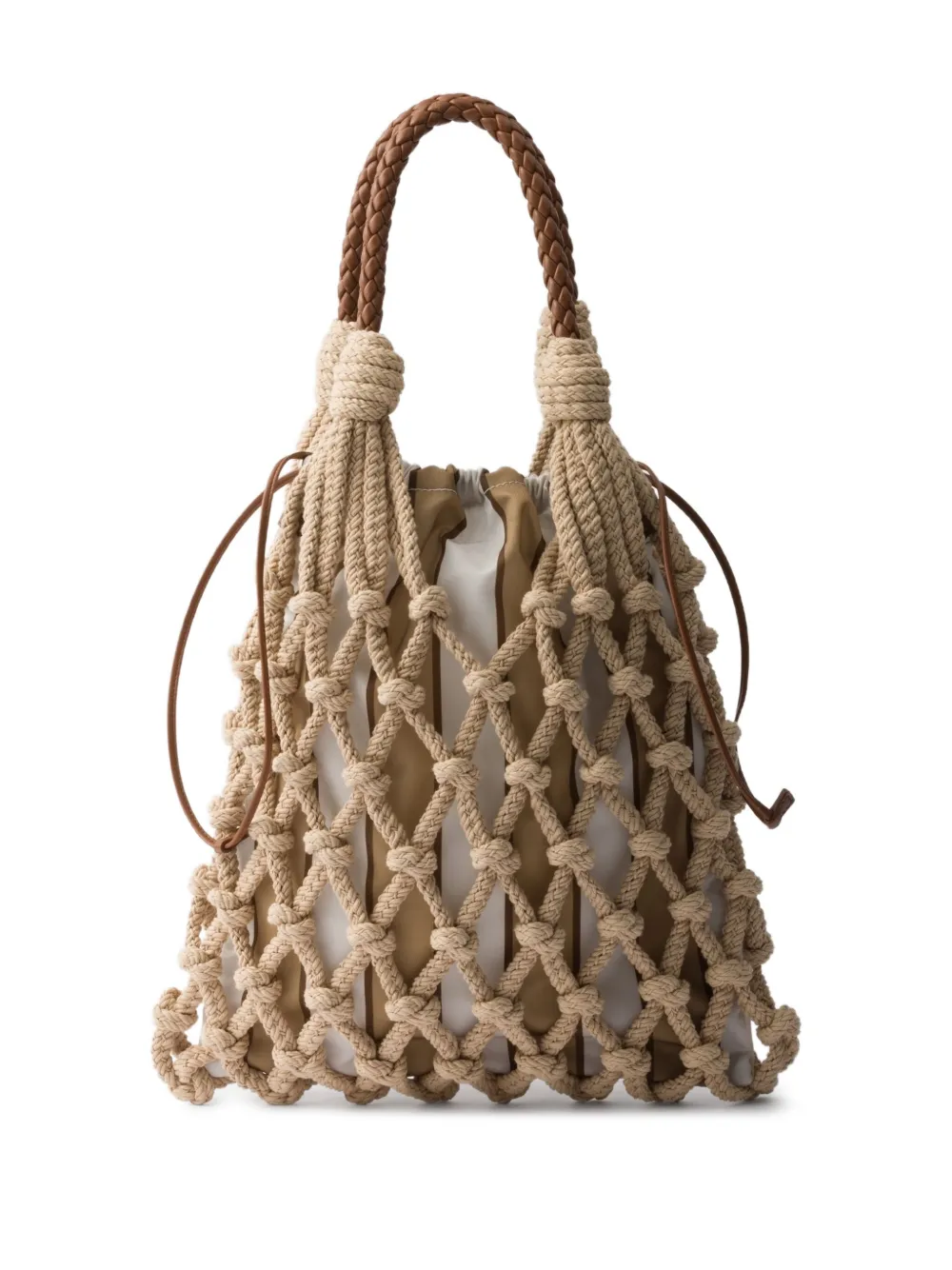 Prada Macramé medium shopper Beige