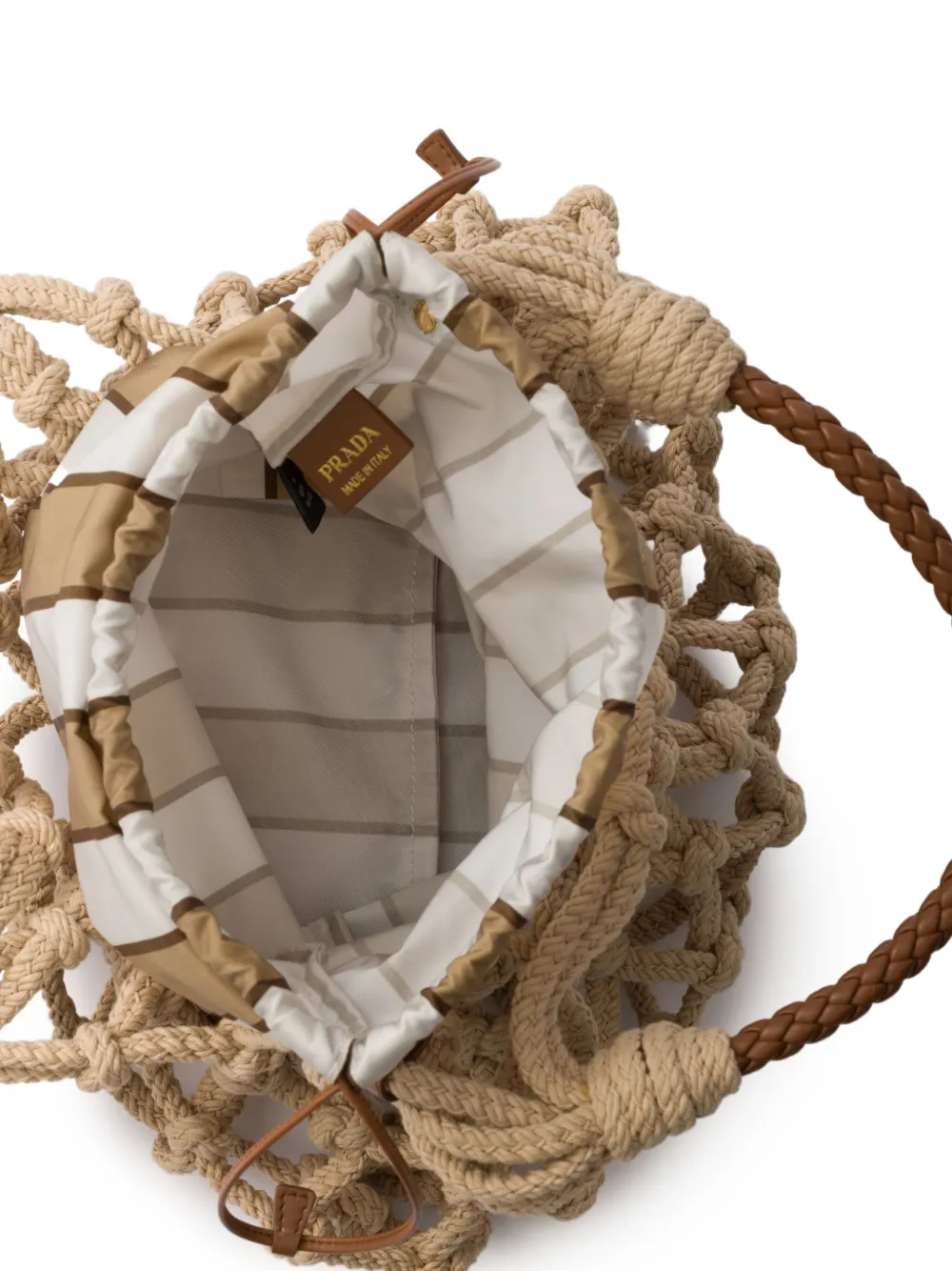 PRADA＊Cotton cord macrame tote bag マクラメ バッグ＊送料込 海の生活から着想を得た PRADA のコットンコードマクラメバッグ