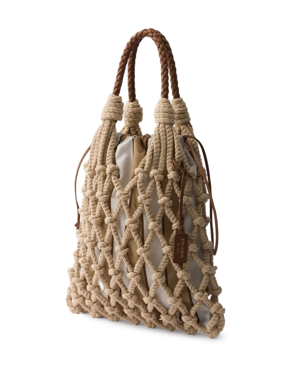 Prada Macramé medium shopper Beige