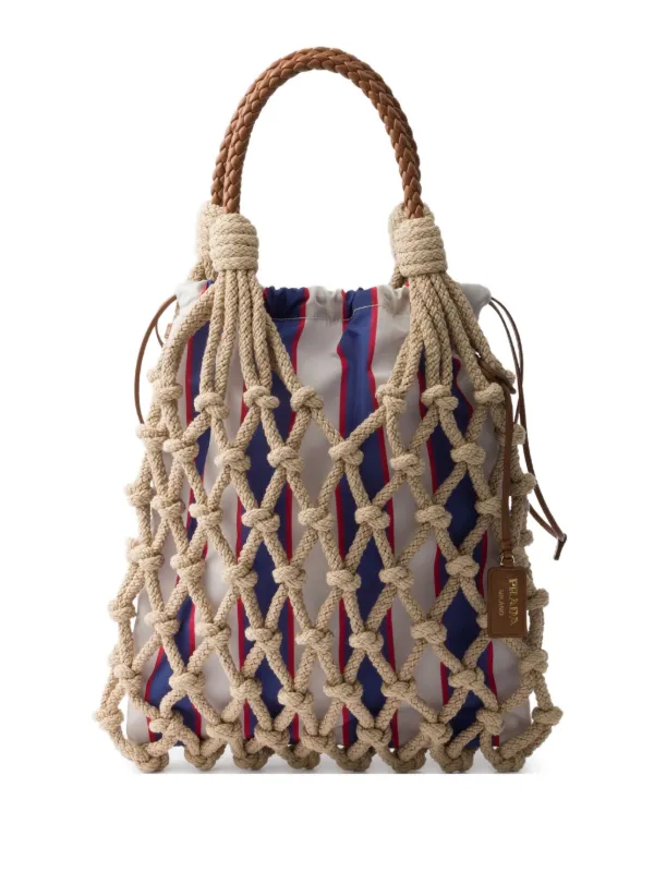 【関税＆送料込み】Prada Medium MacramAC Tote Bag Prada Medium Macramé Tote Bag | Neutrals | FARFETCH