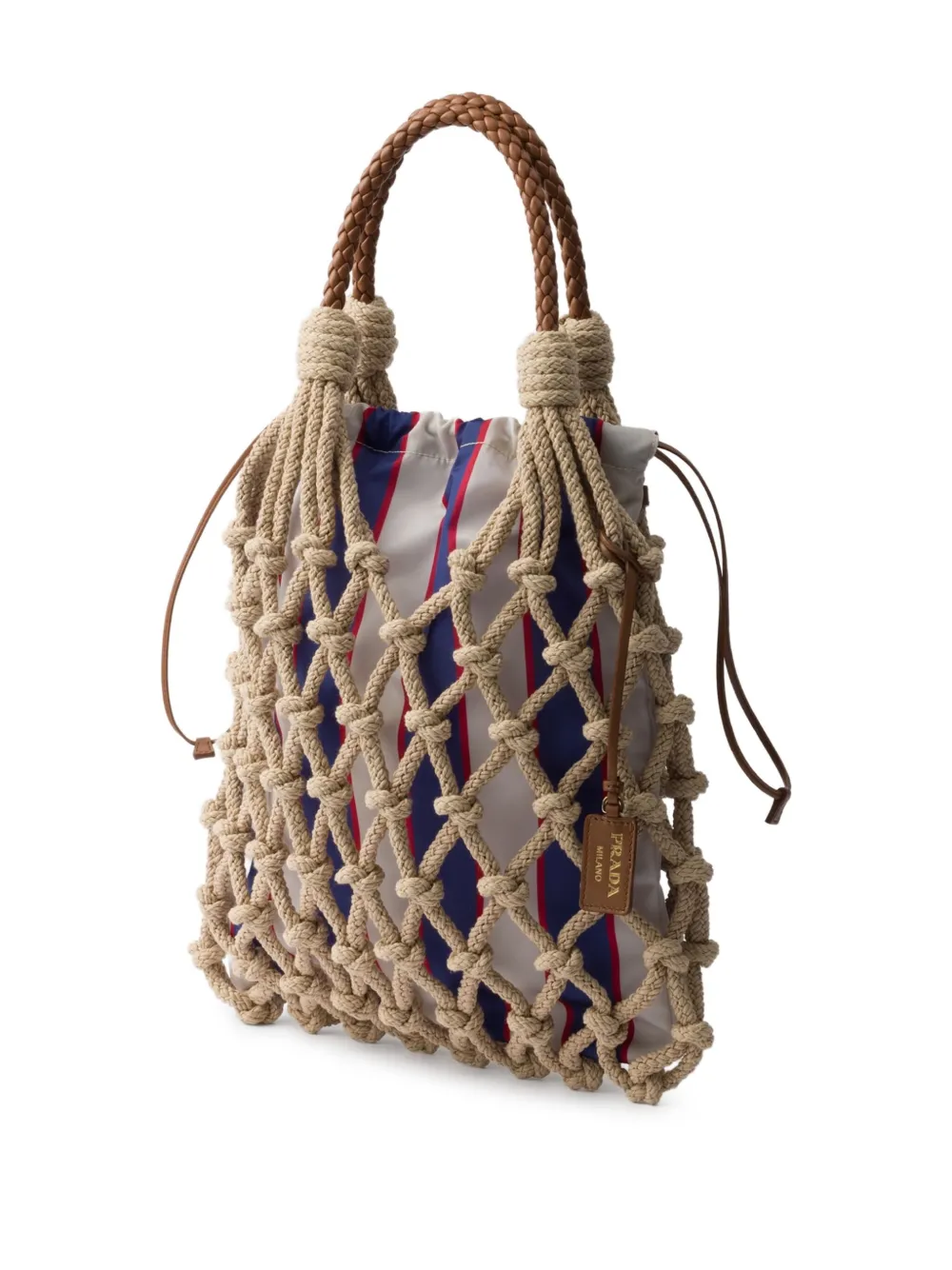 Prada Medium macramé shopper Beige