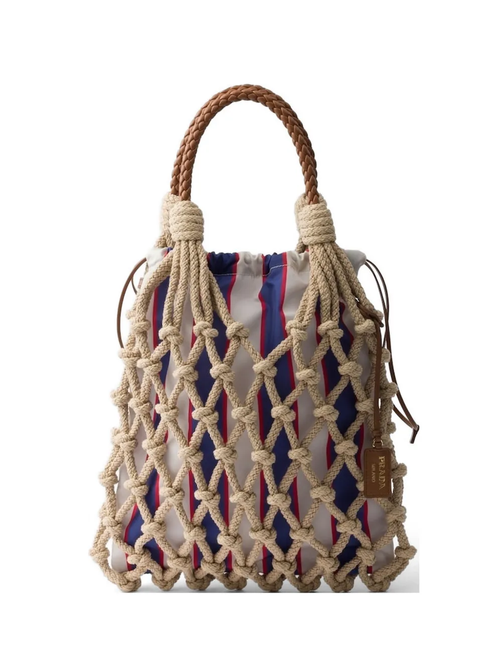 Prada Borsa tote in macram� media - Toni neutri