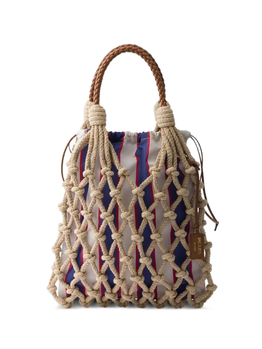 Prada Borsa tote in macram� media - Toni neutri