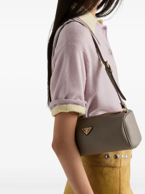 Prada レザーショルダーバッグ | グレー | FARFETCH JP