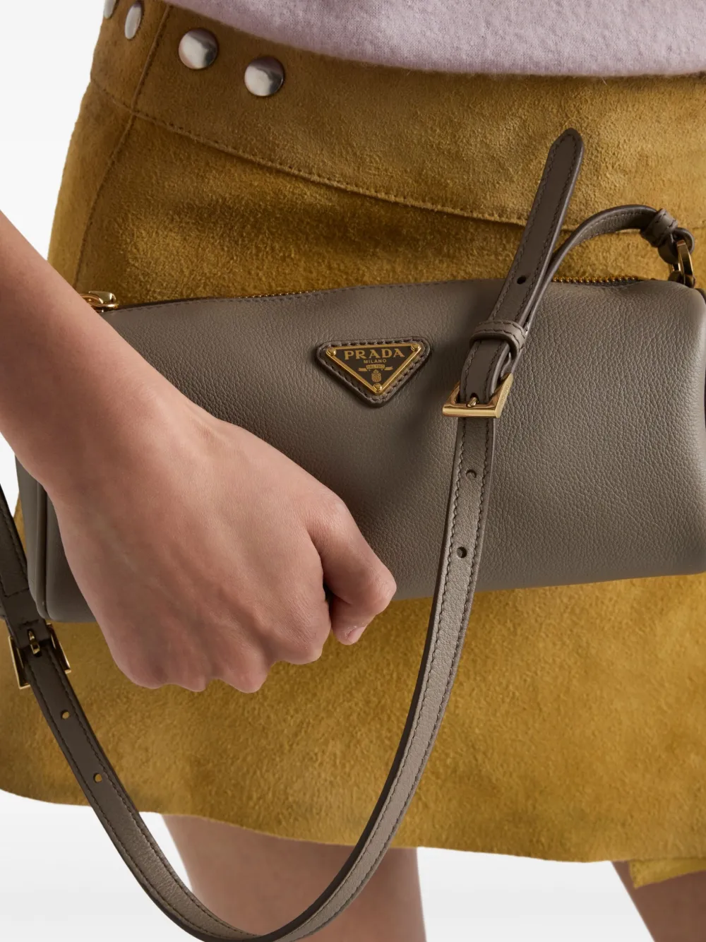 Prada Leren schoudertas Grijs