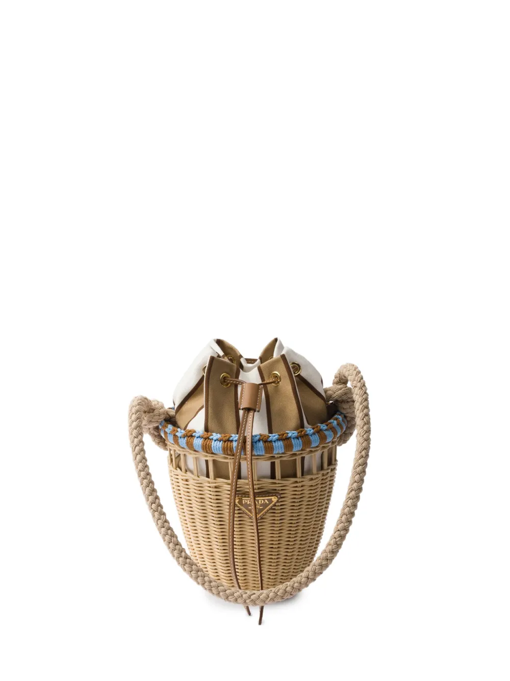 Prada mini wicker bucket bag | Neutrals | Image 1