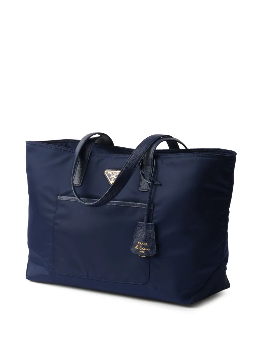 Shop Prada Medium Re-nylon Tote Bag In Blue