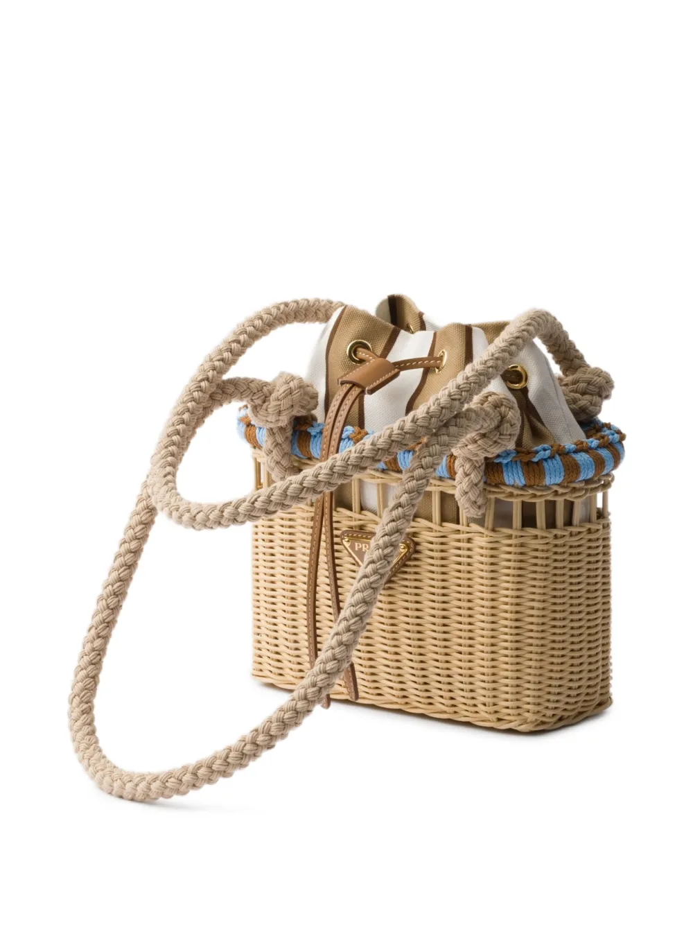 Prada Mini Wicker bucket-tas Beige
