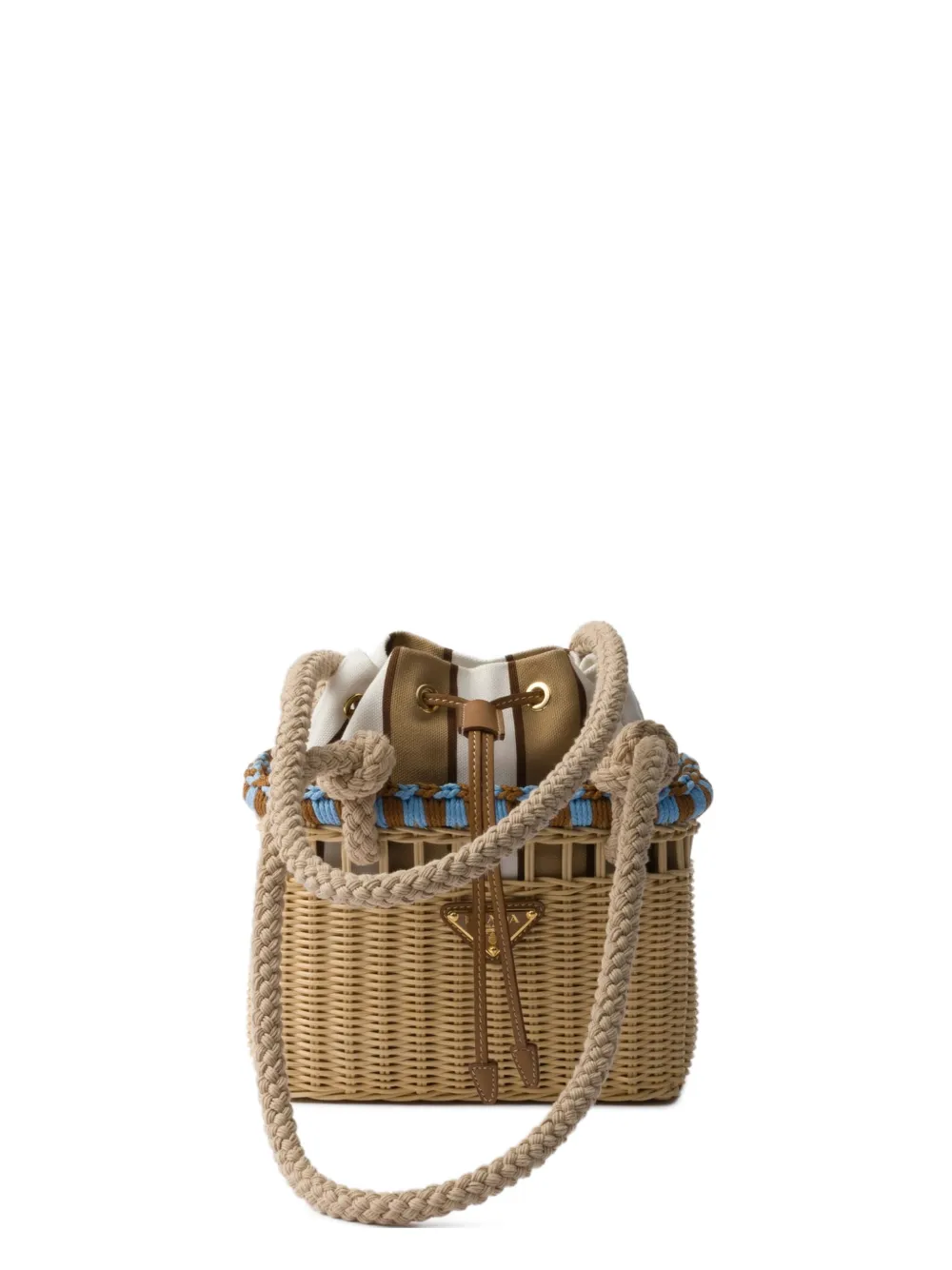 Prada Mini Wicker bucket-tas Beige