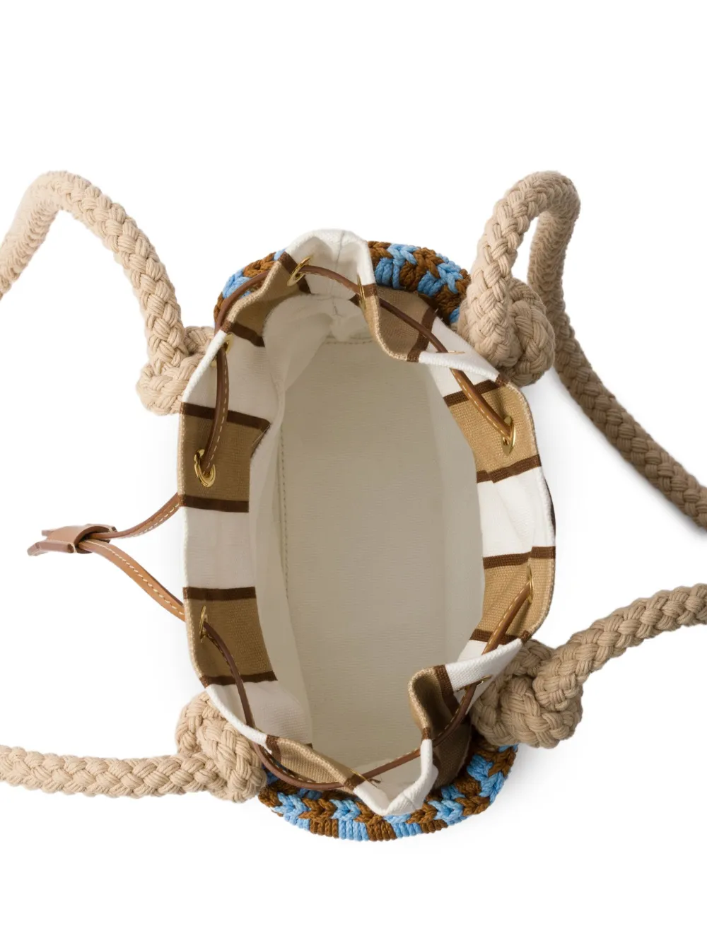 Prada Mini Wicker bucket-tas Beige