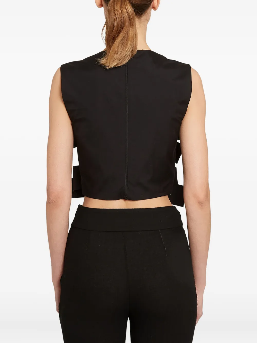 Giambattista Valli bow-detail sleeveless top Zwart