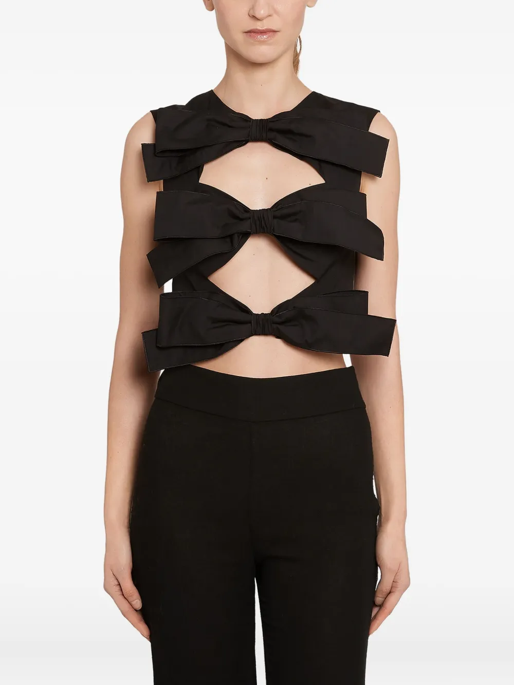 Giambattista Valli bow-detail sleeveless top Zwart