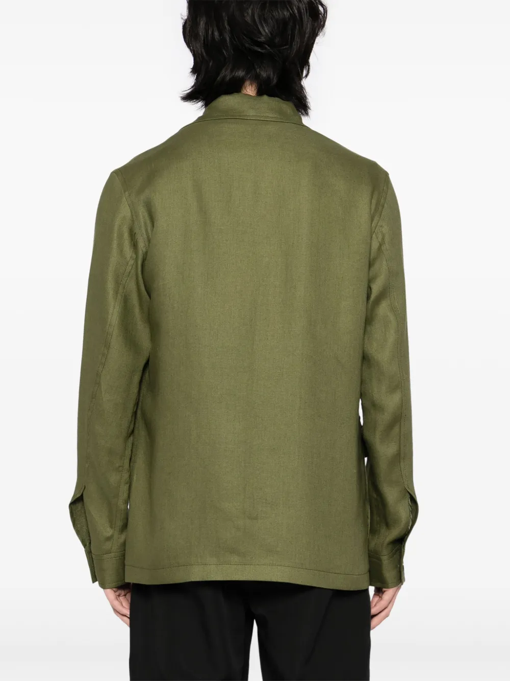 Tagliatore Linnen shirtjack Groen