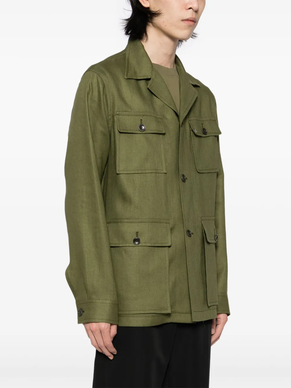 Tagliatore Linnen shirtjack Groen