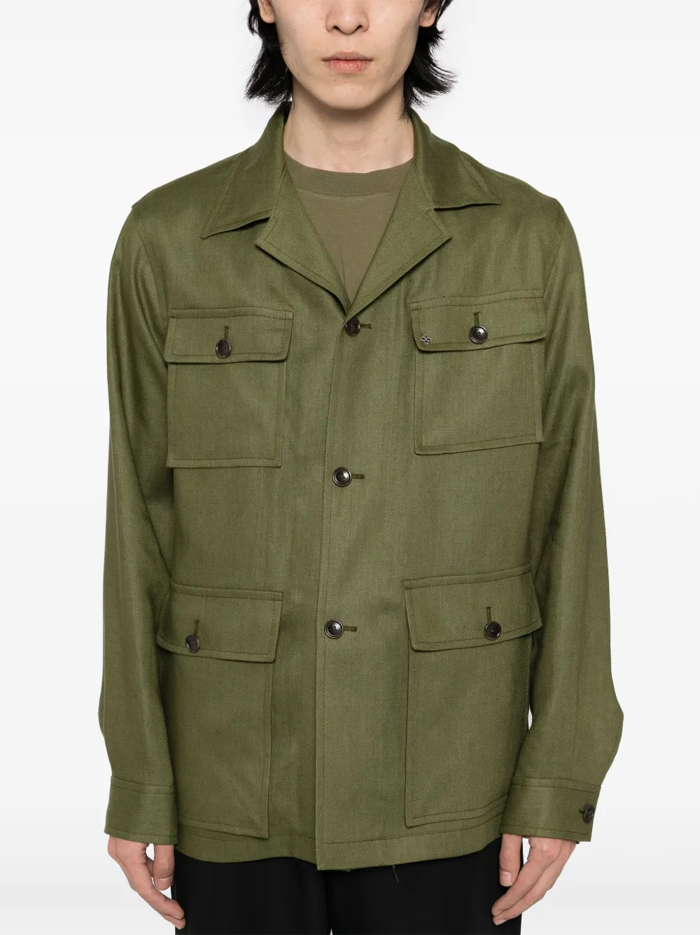 Tagliatore Linnen shirtjack Groen