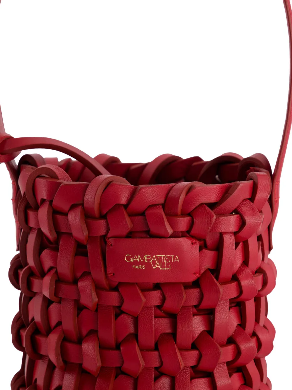 Giambattista Valli Geweven lamsleer bucket-tas Rood