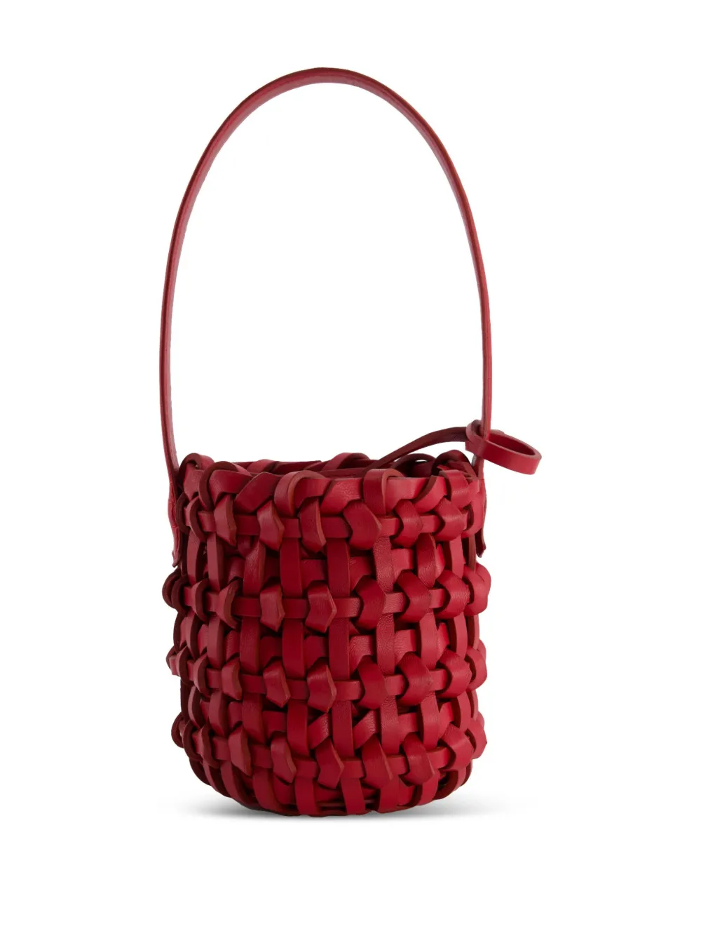Giambattista Valli Geweven lamsleer bucket-tas Rood