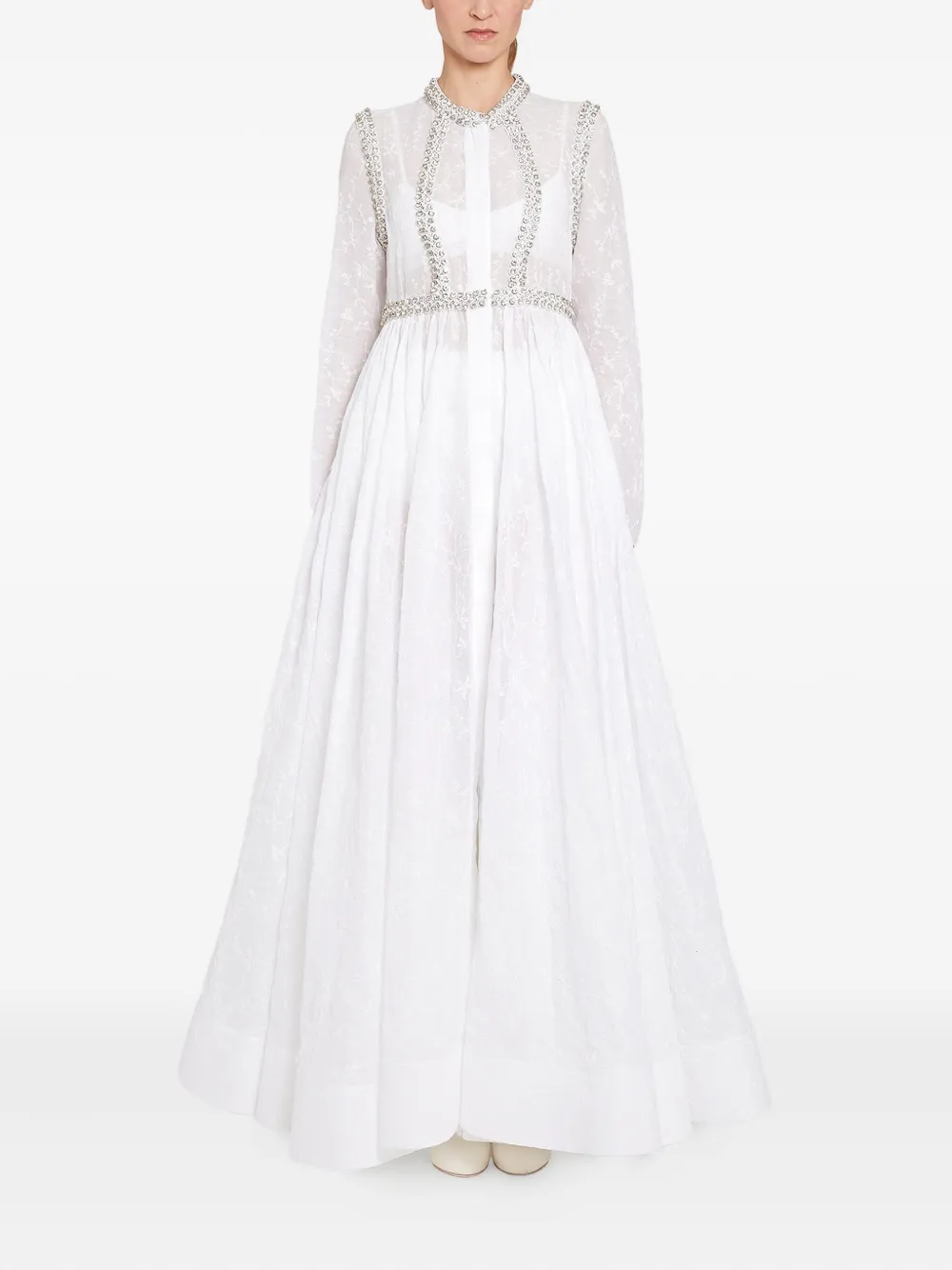 Giambattista Valli Verfraaide maxi-jurk met lange mouwen Wit
