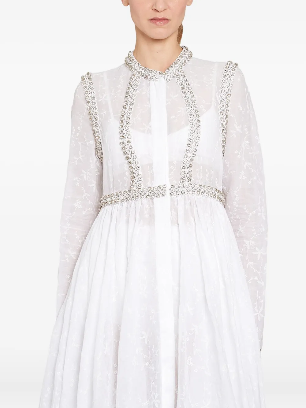 Giambattista Valli Verfraaide maxi-jurk met lange mouwen Wit