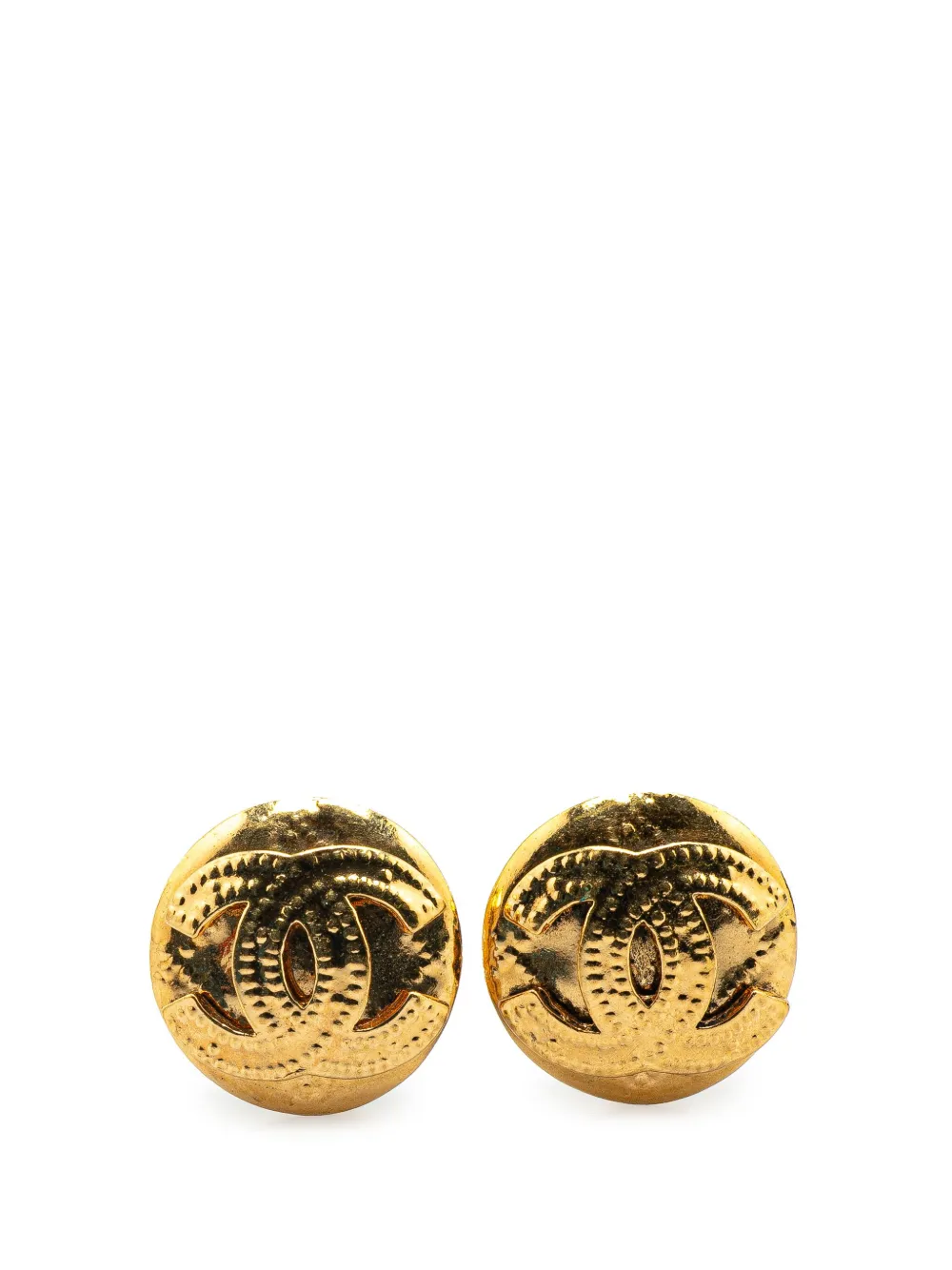 Pre-owned Chanel 1994 Gold Plated Cc Clip On Earrings Costume Earrings