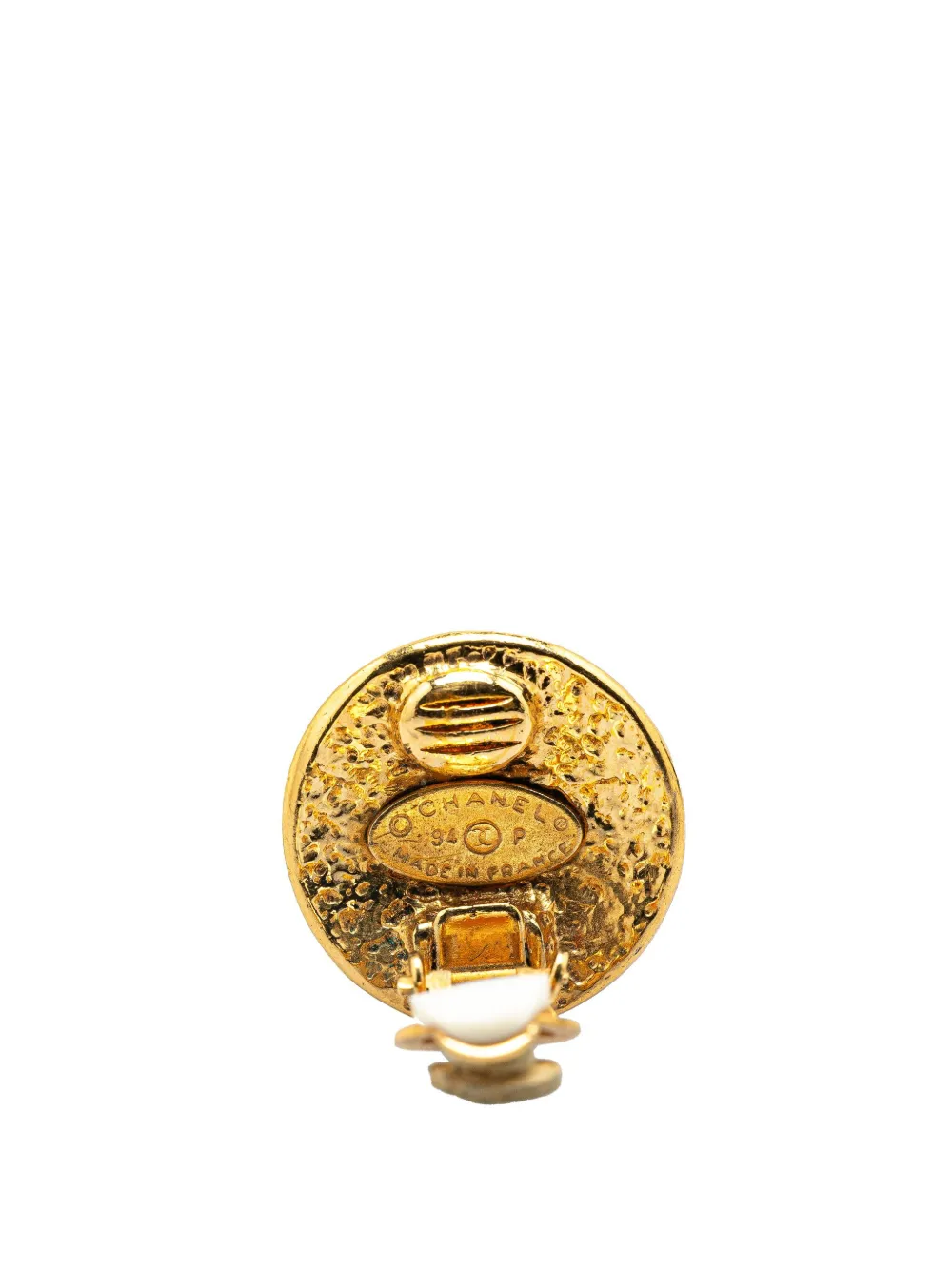 Pre-owned Chanel 1994 Gold Plated Cc Clip On Earrings Costume Earrings