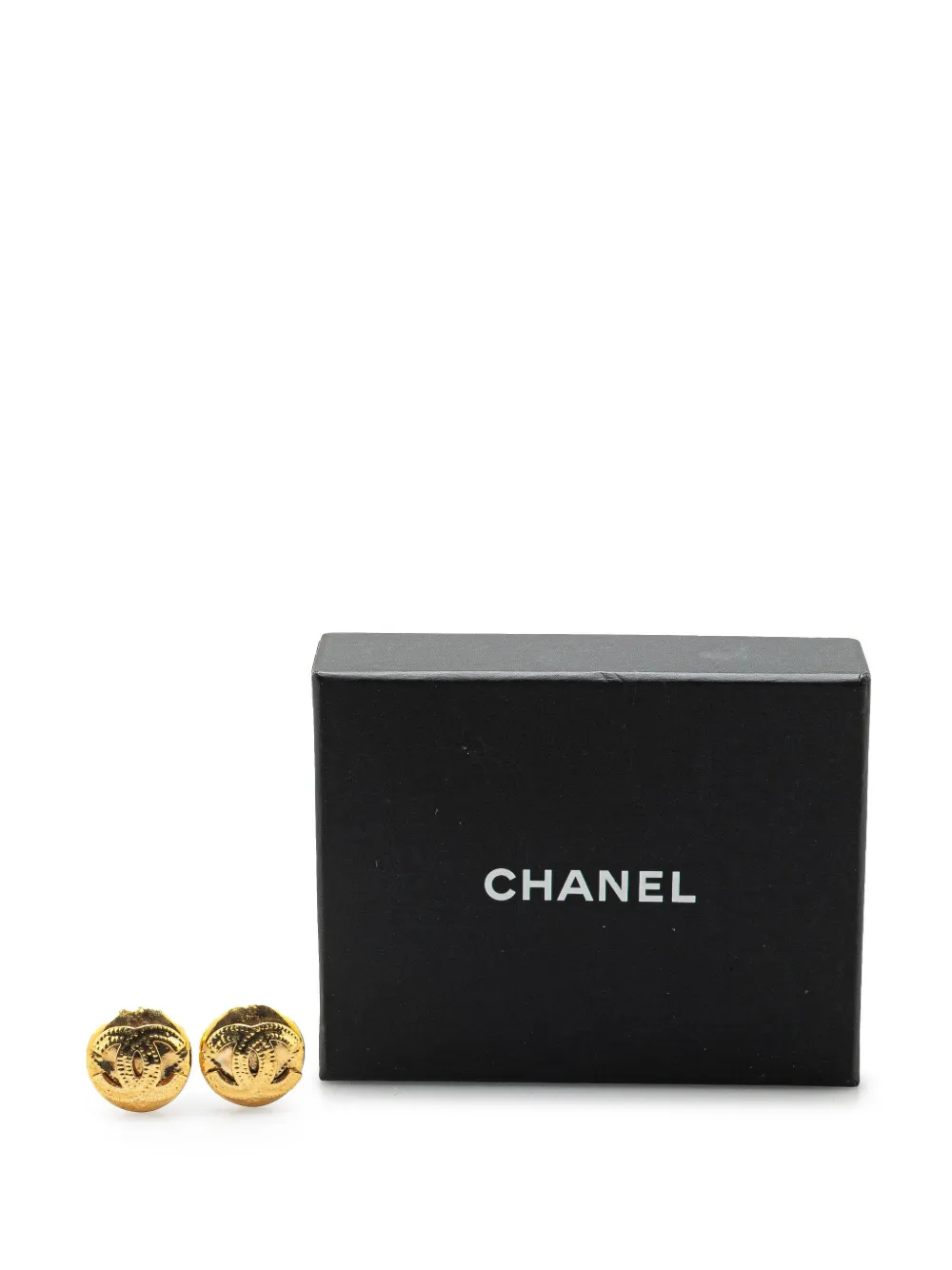 Pre-owned Chanel 1994 Gold Plated Cc Clip On Earrings Costume Earrings