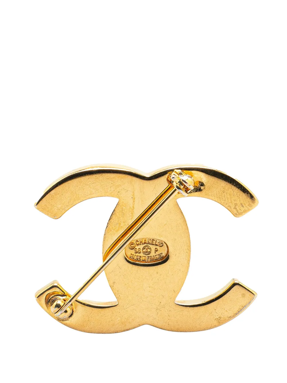 CHANEL Pre-Owned 1996 vergulde broche met CC-draaislot - Goud