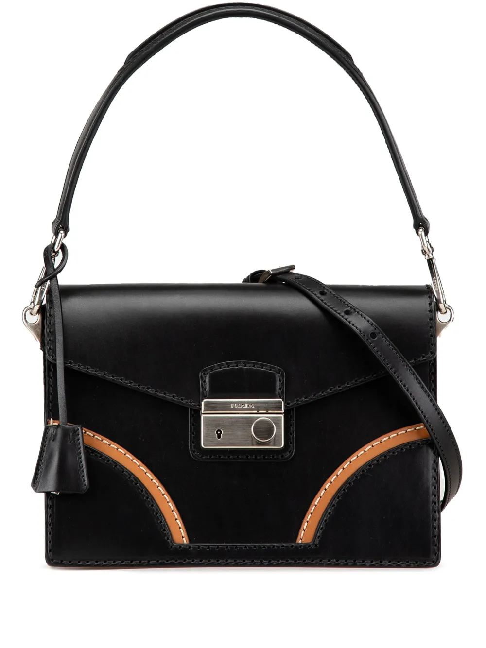 Prada Pre-Owned 2013-2024 Vitello Stitched Sound Lock satchel | Black | Image 1