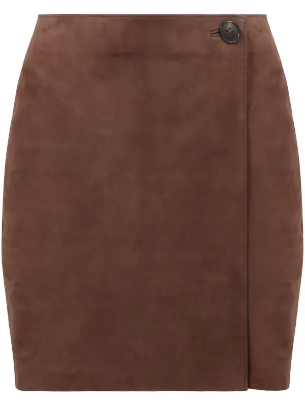 Yves Salomon Suede Mini Skirt in Brown
