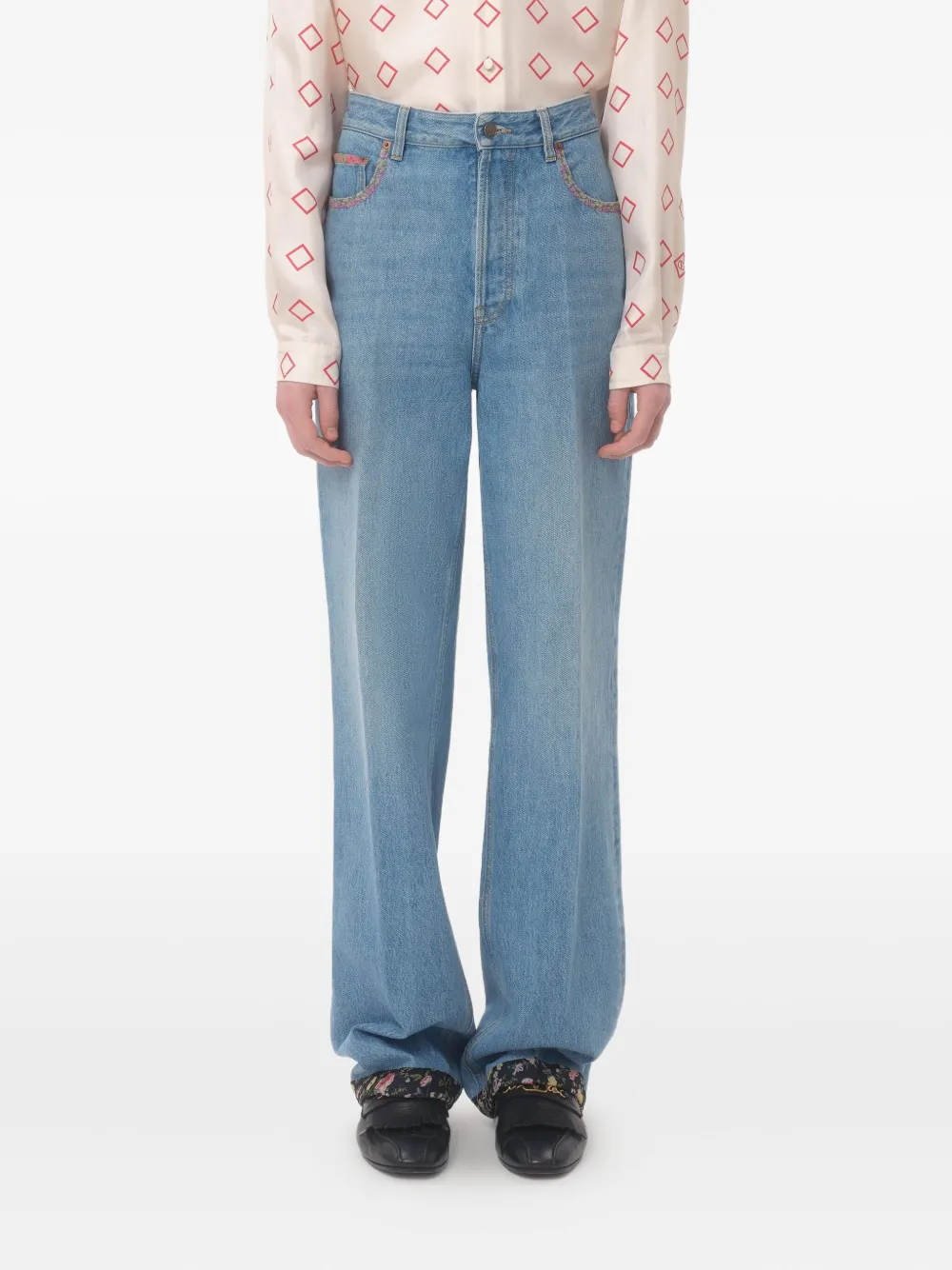 Valentino Garavani Jeans met bloemenprint Blauw