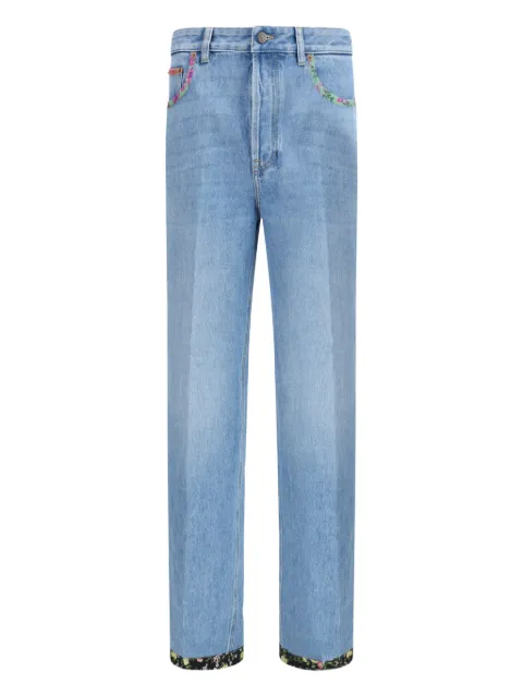 Valentino Garavani floral-trim jeans