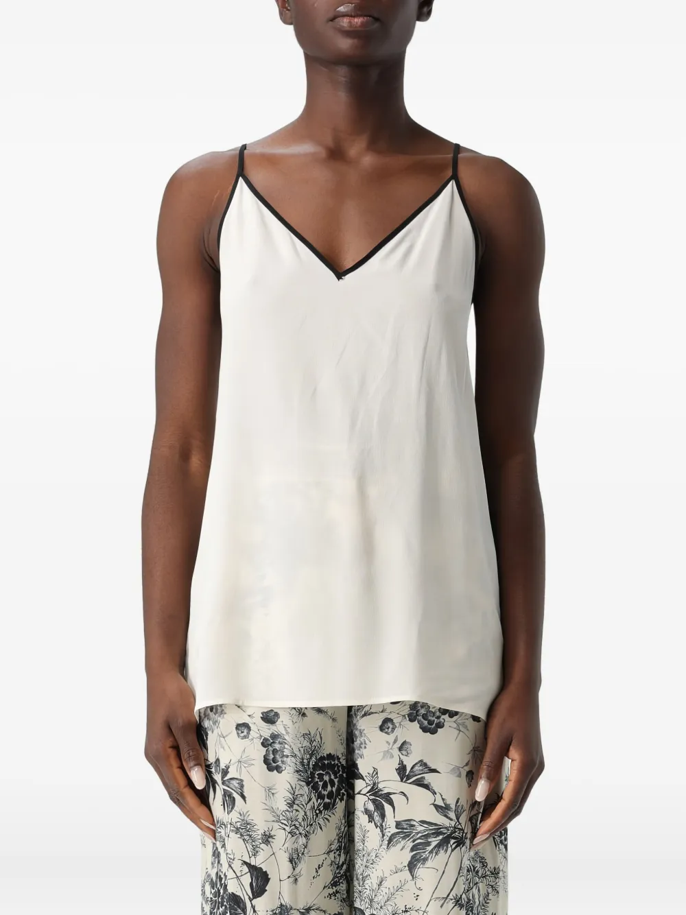 SIMONA CORSELLINI Top met V-hals en afwerking Wit