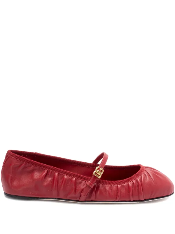 Dolce & Gabbana レザー フラットシューズ | レッド | FARFETCH JP