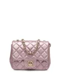 CHANEL Pre-Owned 2014-2015 Mini Square Classic Metallic Calfskin Single Flap crossbody bag - Pink