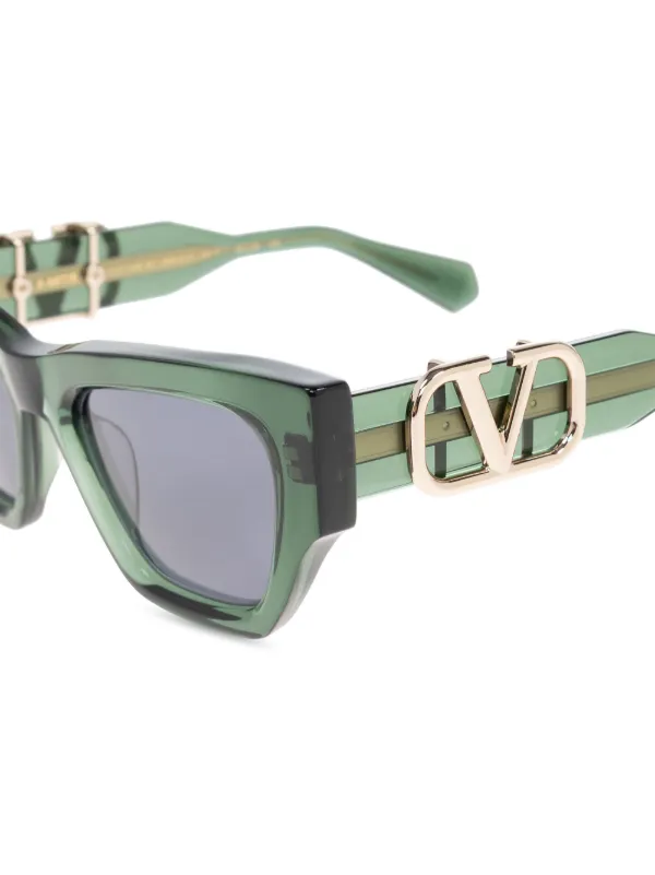 Valentino XXII- Rectangular Acetate Tortoiseshell Square Sunglasses - Green Valentino Garavani XXII Square Acetate & Titanium Sunglasses  main image 4