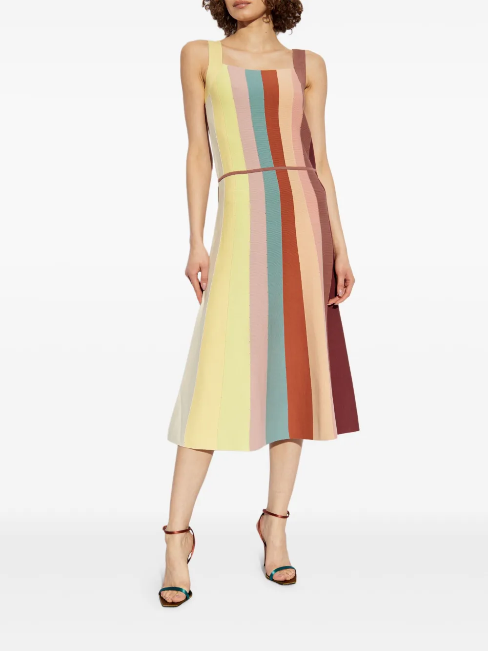 PS Paul Smith Gestreepte midi-jurk Geel