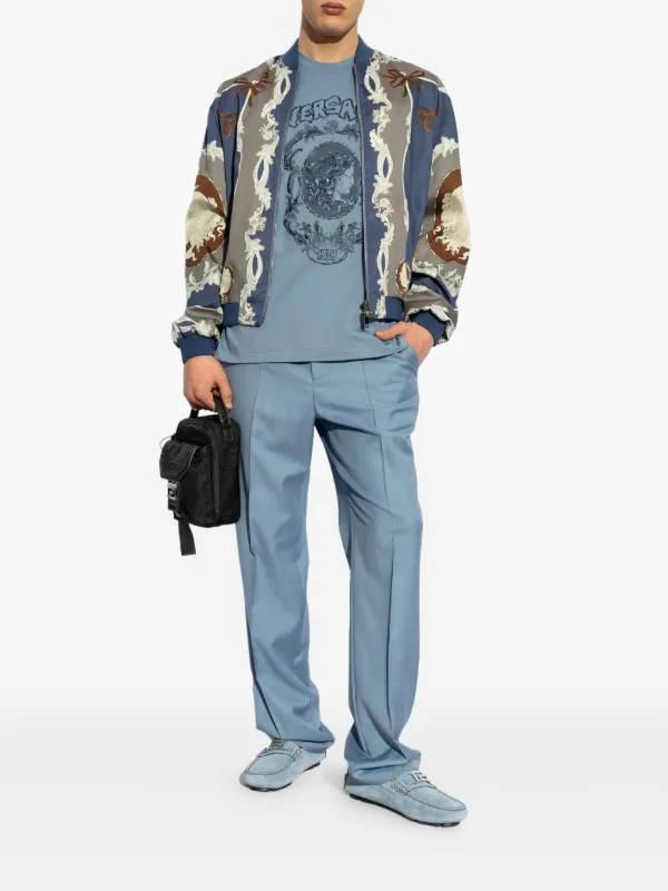 Versace★Cameo ボンバージャケット メンズ Versace Cameo ボンバージャケット | ブルー | FARFETCH JP