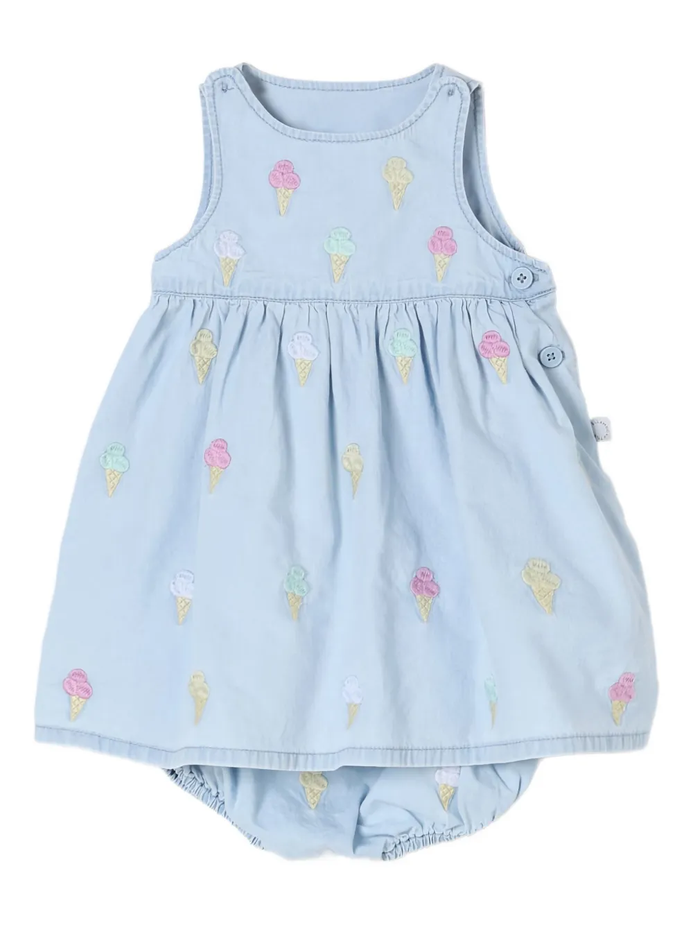 Stella McCartney Kids ice cream-embroidered dress - Blu