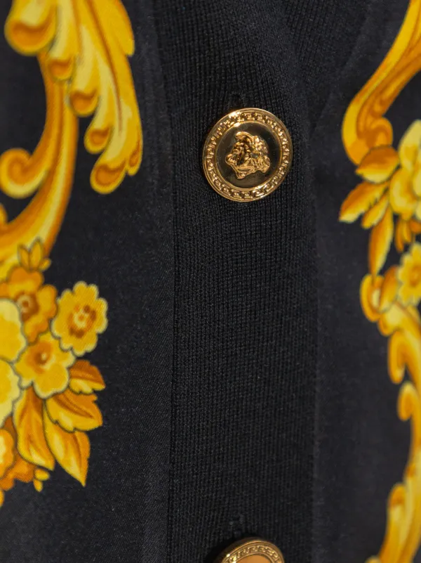 美品 装飾釦●VERSUS VERSACE ケーブルニット ライオン S 黒 Versace wool-silk Cardigan | Black | FARFETCH AO