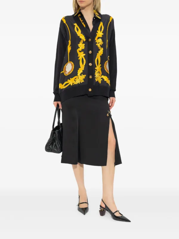Versace wool-silk Cardigan | Black | FARFETCH AO