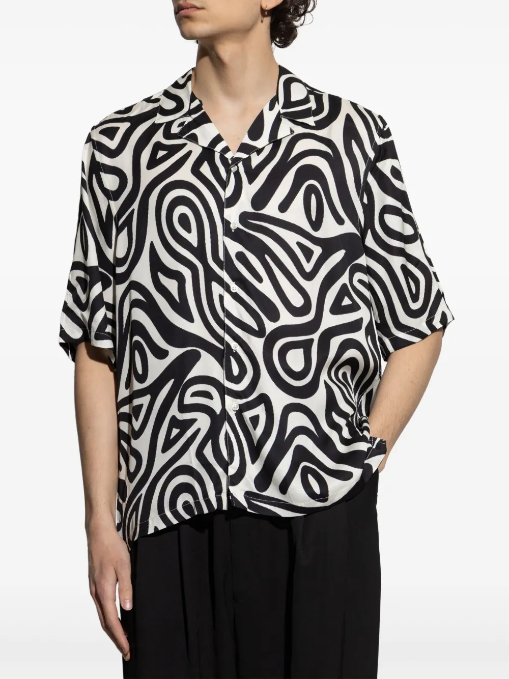 Officine Generale Overhemd met grafische print Zwart