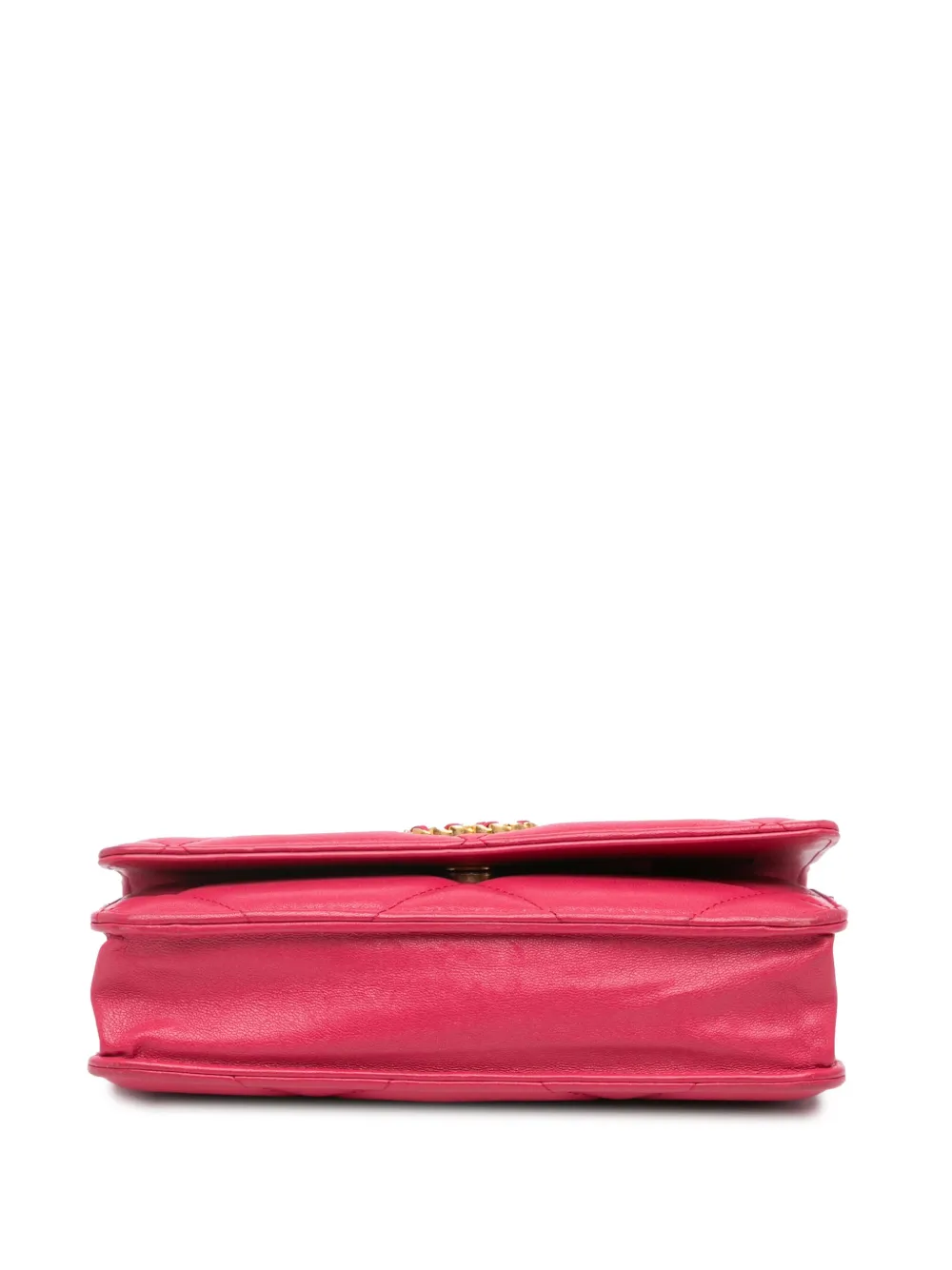 Pre-owned Chanel 2019 Quilted Lambskin 19 Wallet On Chain Crossbody Bag In Pink