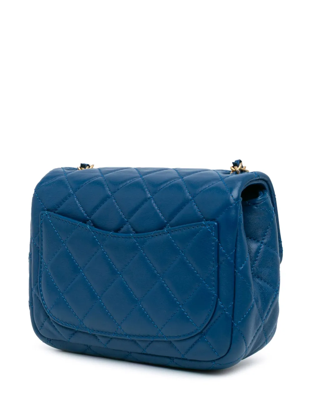 CHANEL Pre-Owned 2020 Mini Square Classic Pearl Crush Single Flap lamslerencrossbodytas - Blauw