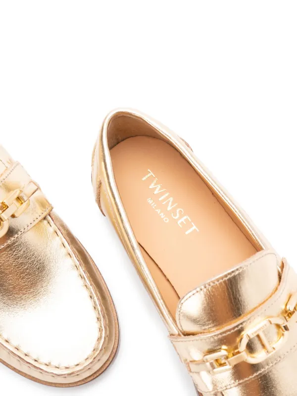TWINSET metallic-leather Loafers | Gold | FARFETCH display picture 2