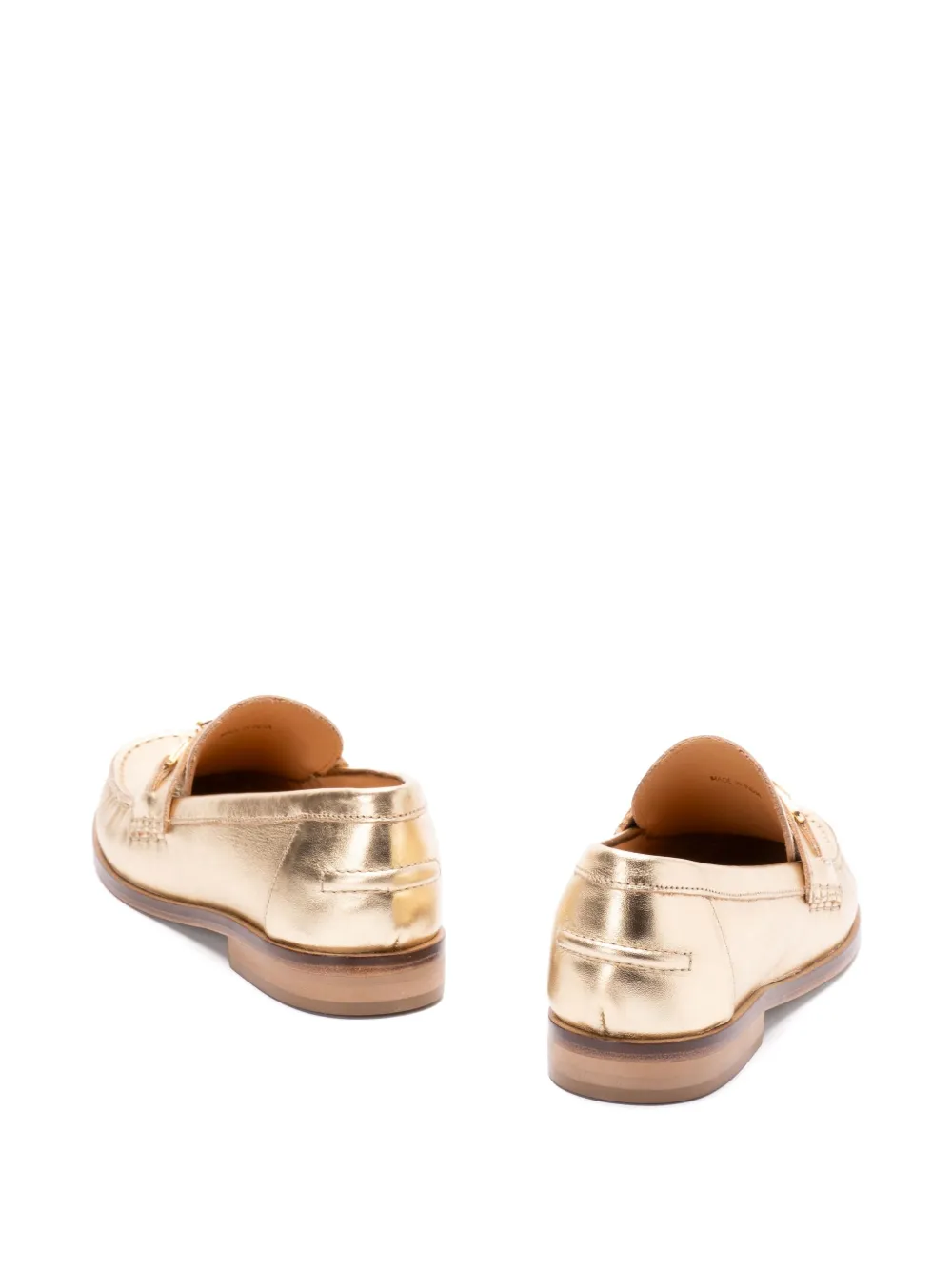 TWINSET metallic-leather loafers Gold