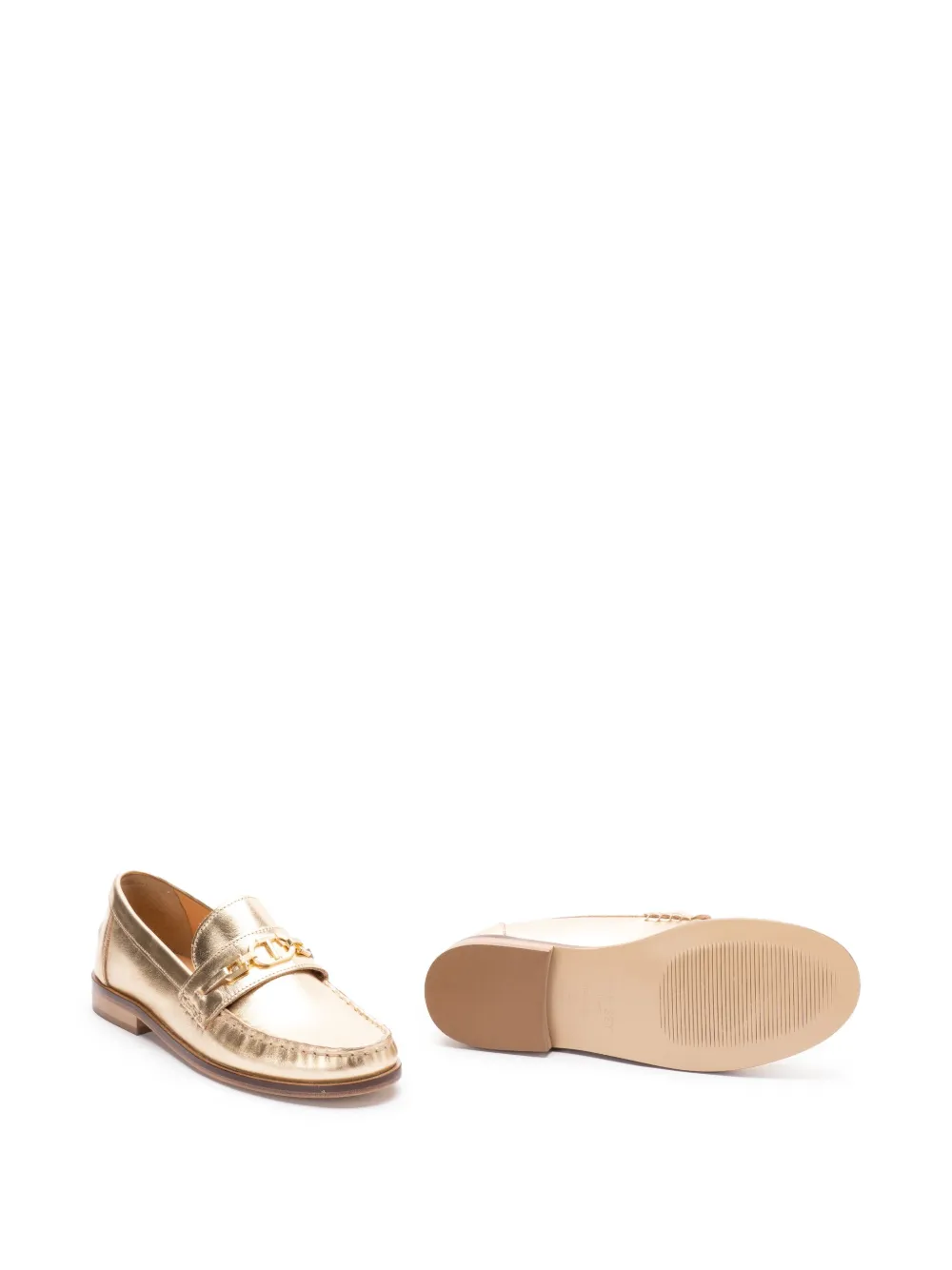 TWINSET metallic-leather loafers - Goud