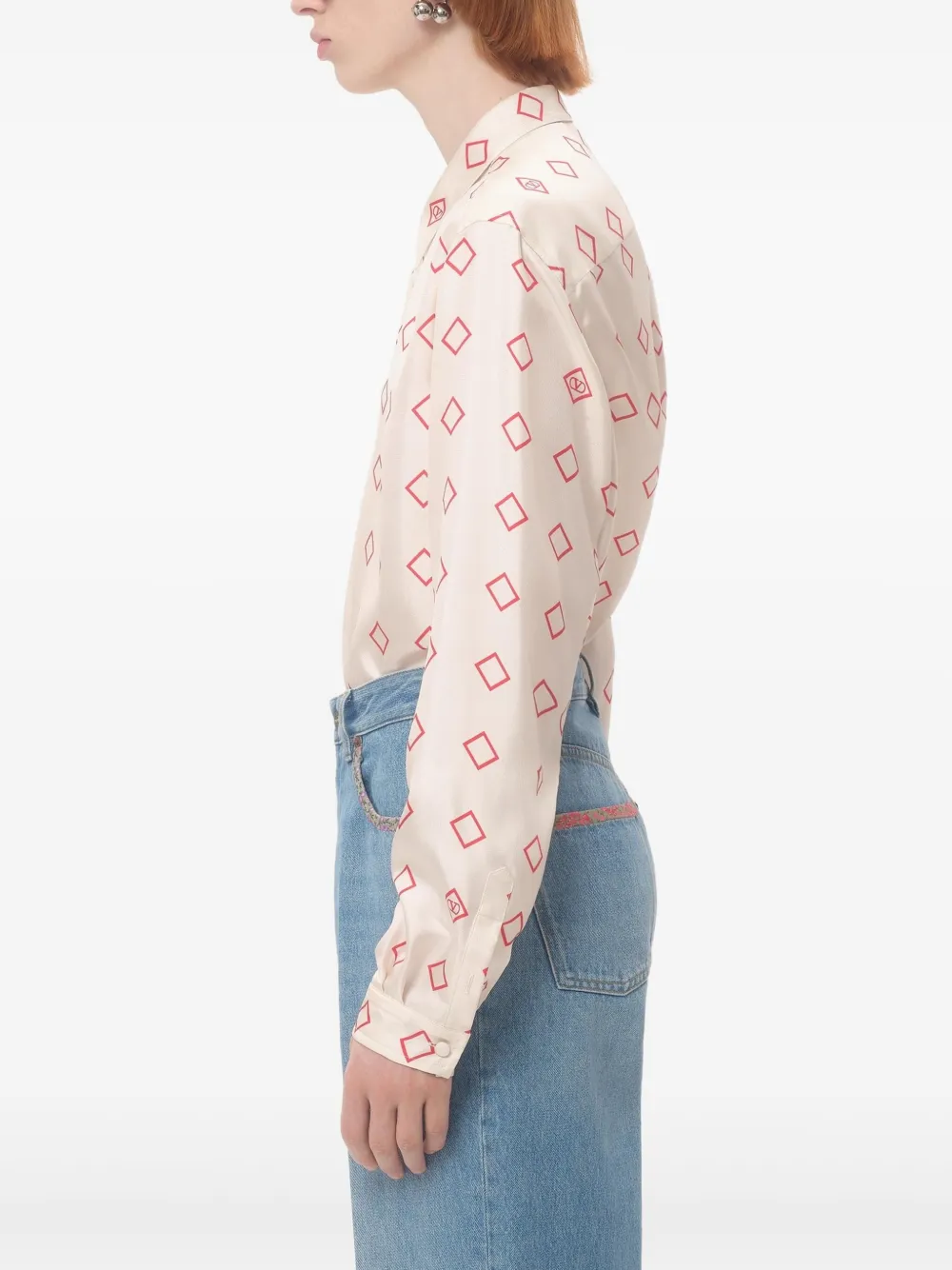 Valentino Garavani Zijden overhemd met print Beige